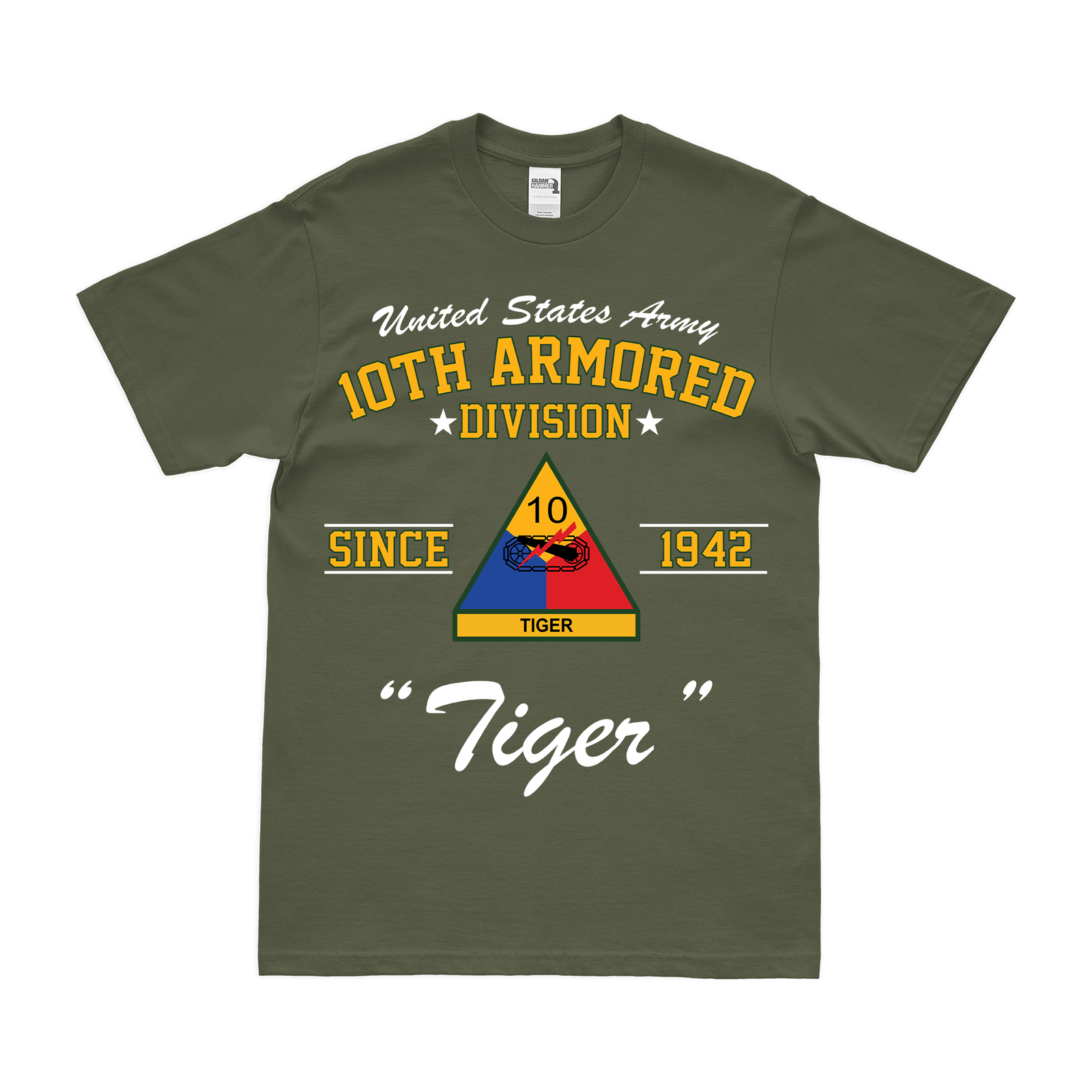 10th Armored Division Since 1942 Legacy T-Shirt Tactically Acquired Military Green Small 