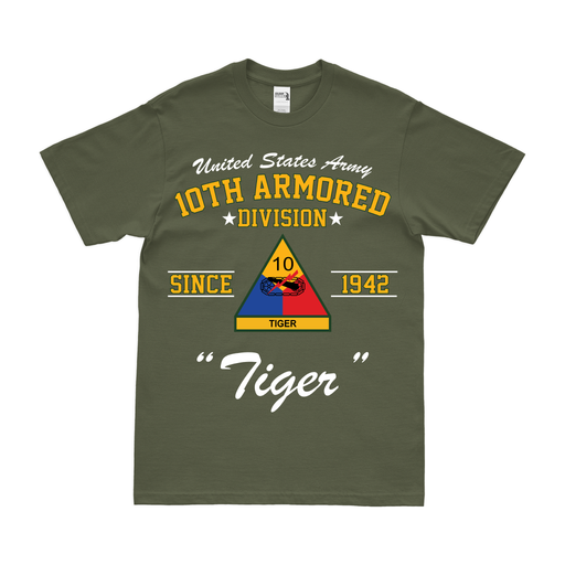 10th Armored Division Since 1942 Legacy T-Shirt Tactically Acquired Military Green Small 