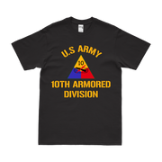 U.S. Army 10th Armored Division Text T-Shirt Tactically Acquired Black Small 
