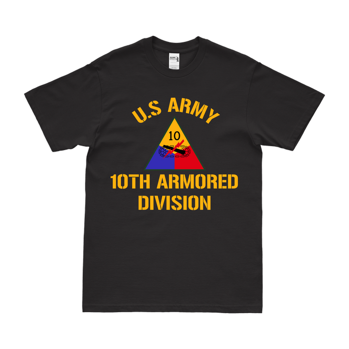 U.S. Army 10th Armored Division Text T-Shirt Tactically Acquired Black Small 