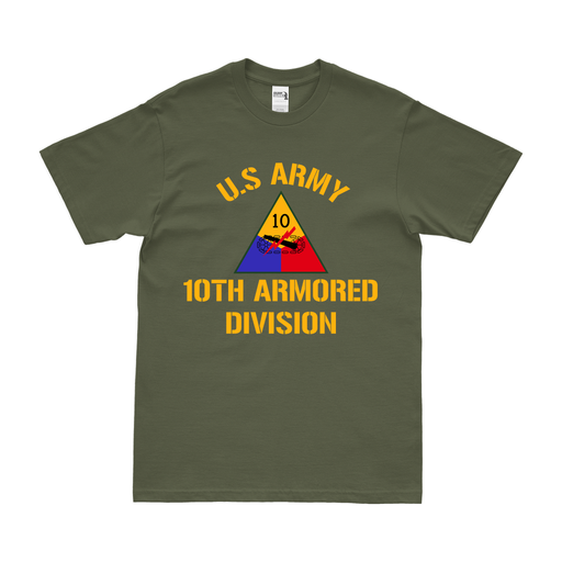 U.S. Army 10th Armored Division Text T-Shirt Tactically Acquired Military Green Small 