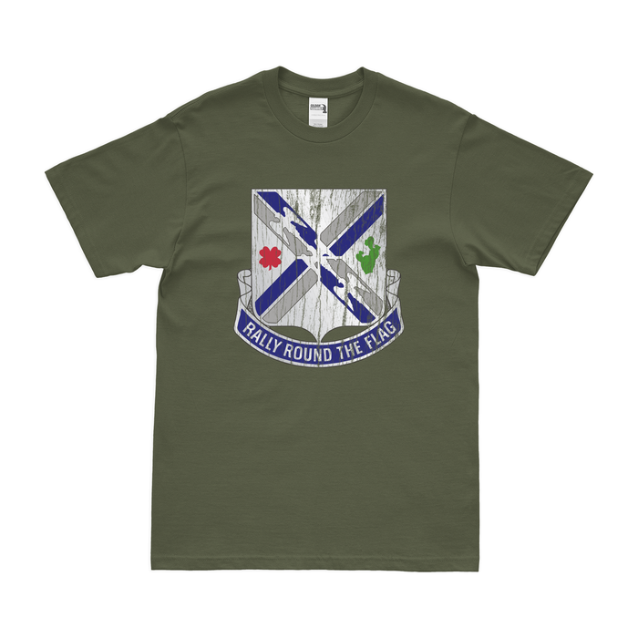 U.S. Army 115th Infantry Regiment Unit Logo Emblem T-Shirt Tactically Acquired Military Green Distressed Small