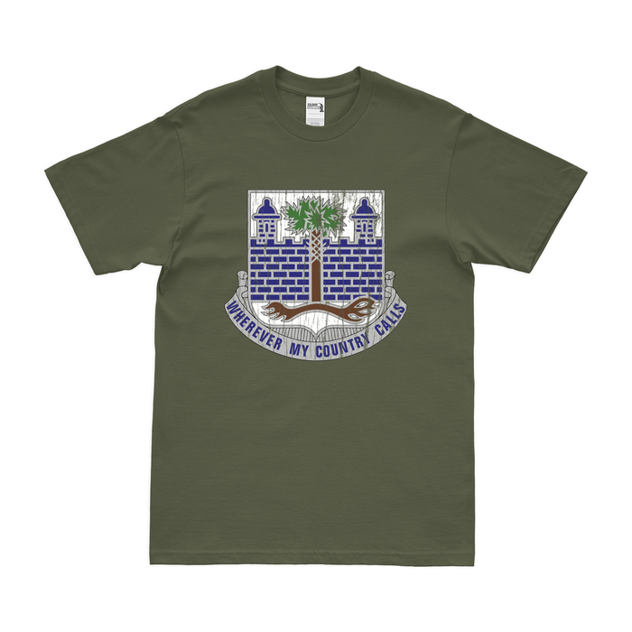 U.S. Army 118th Infantry Regiment Unit Logo Emblem T-Shirt Tactically Acquired Military Green Distressed Small