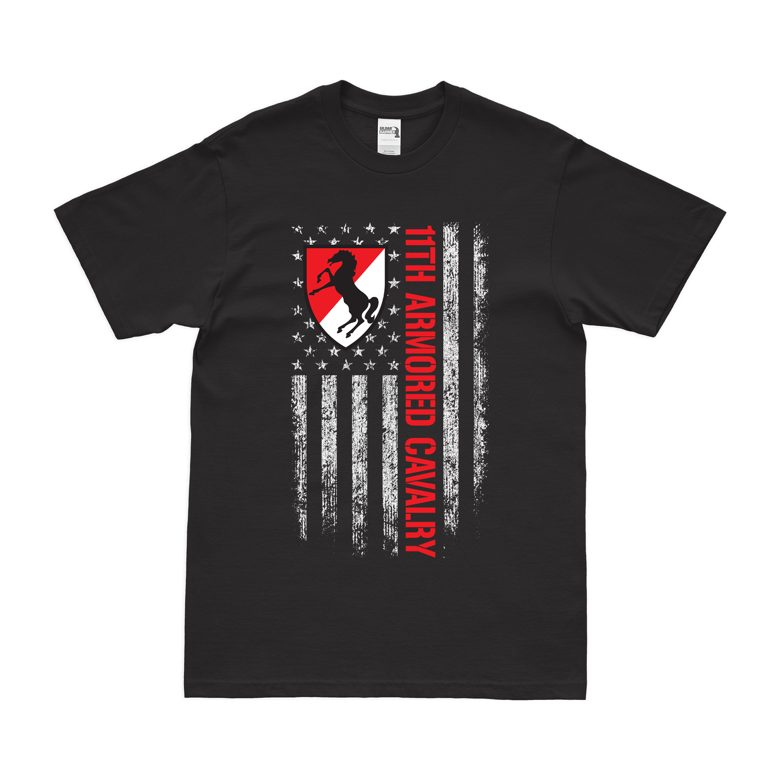 11th ACR American Flag T-Shirt Tactically Acquired Black Small 