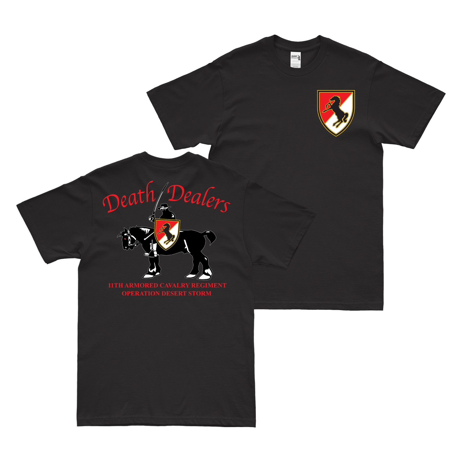 Double-Sided 11th ACR 'Death Dealers' T-Shirt Tactically Acquired Black Operation Desert Storm Small
