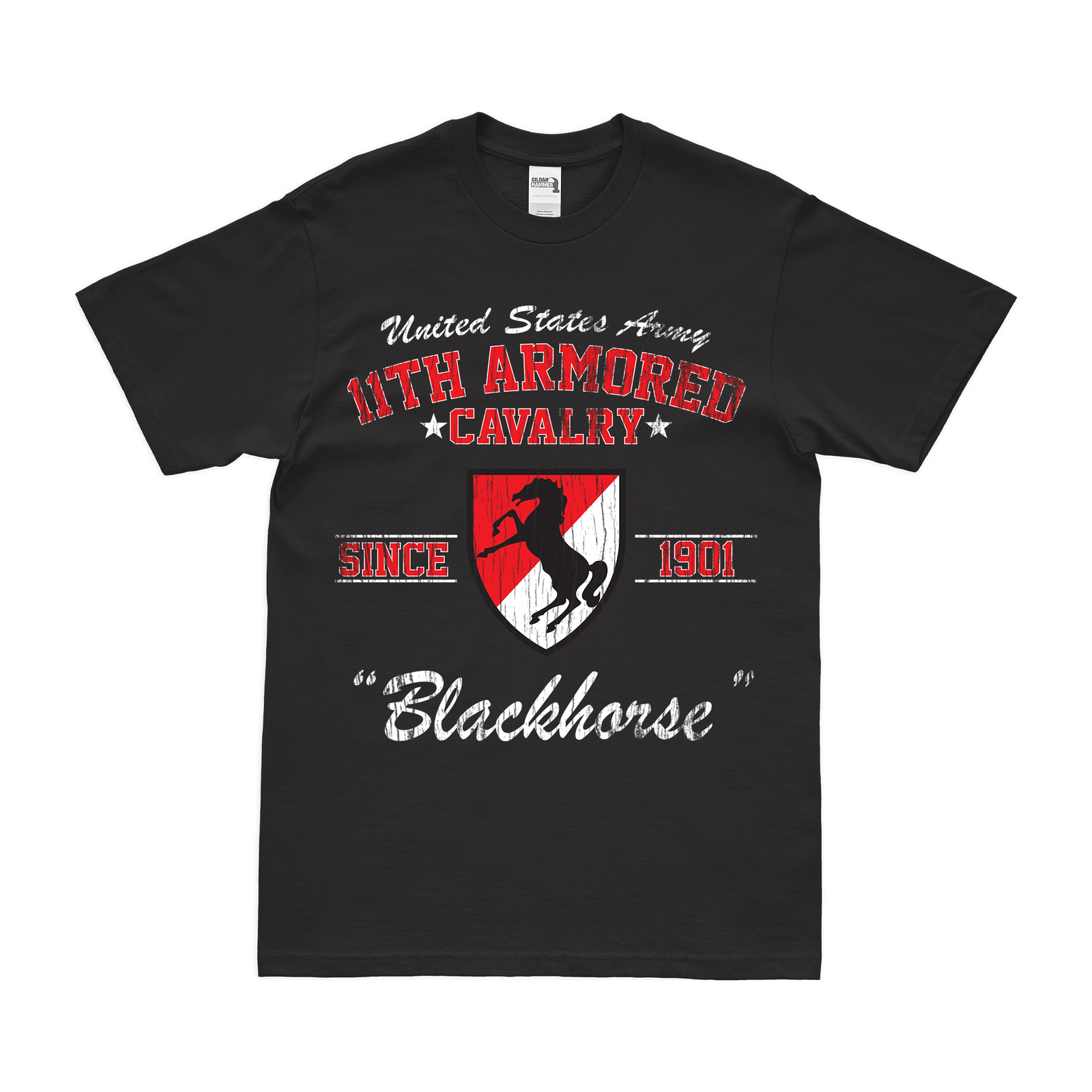 11th ACR Since 1901 'Blackhorse' Legacy Tribute T-Shirt Tactically Acquired Black Distressed Small