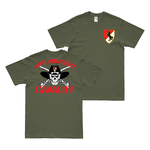 Double-Sided 11th ACR Skull and Sabers T-Shirt Tactically Acquired Military Green 11th ACR Small