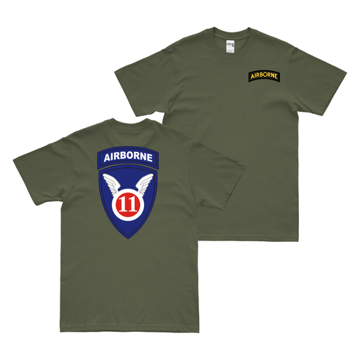 Double-Sided 11th Airborne Division 'Angels' T-Shirt Tactically Acquired Military Green Small 