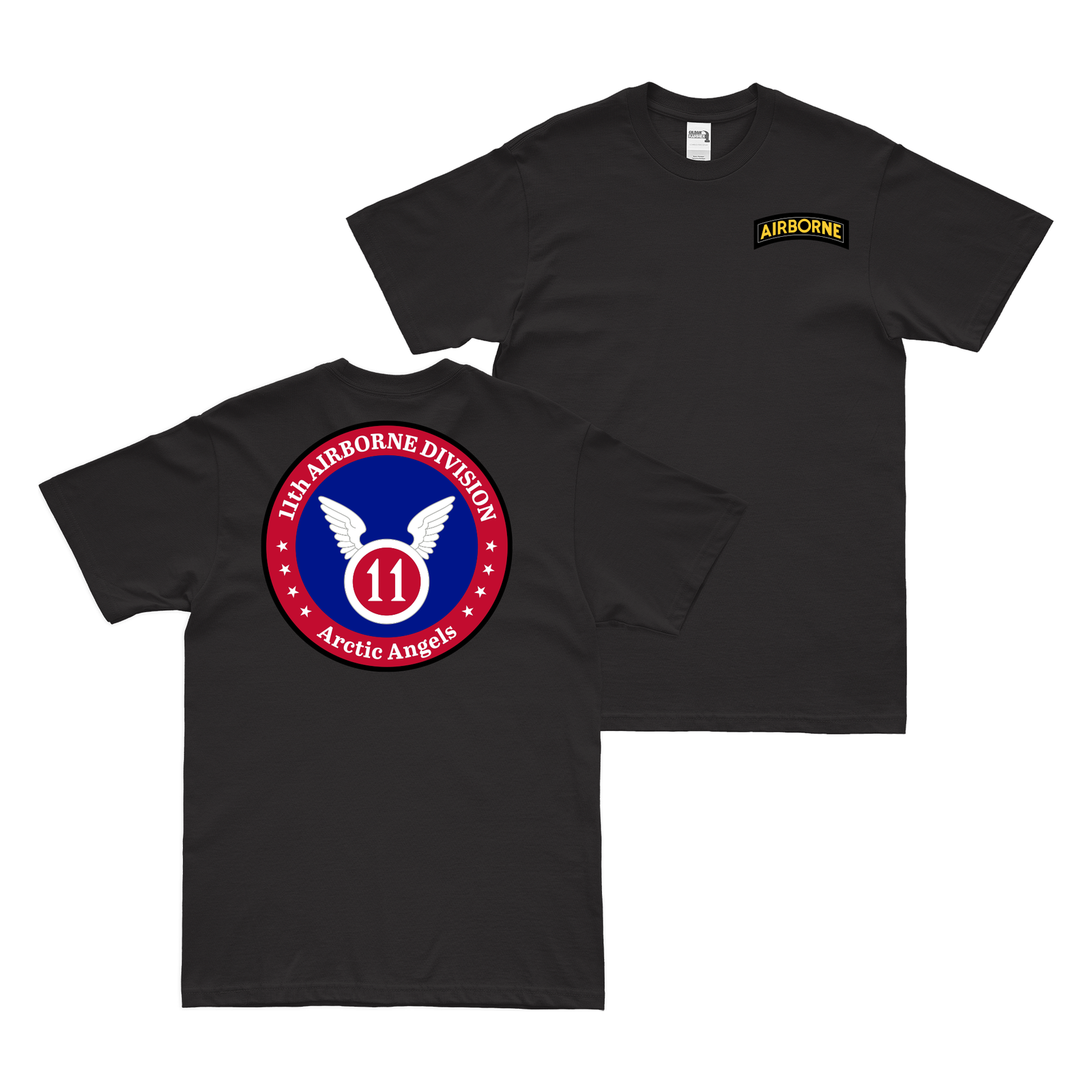 Double-Sided 11th Airborne Division T-Shirt Tactically Acquired Black Small 
