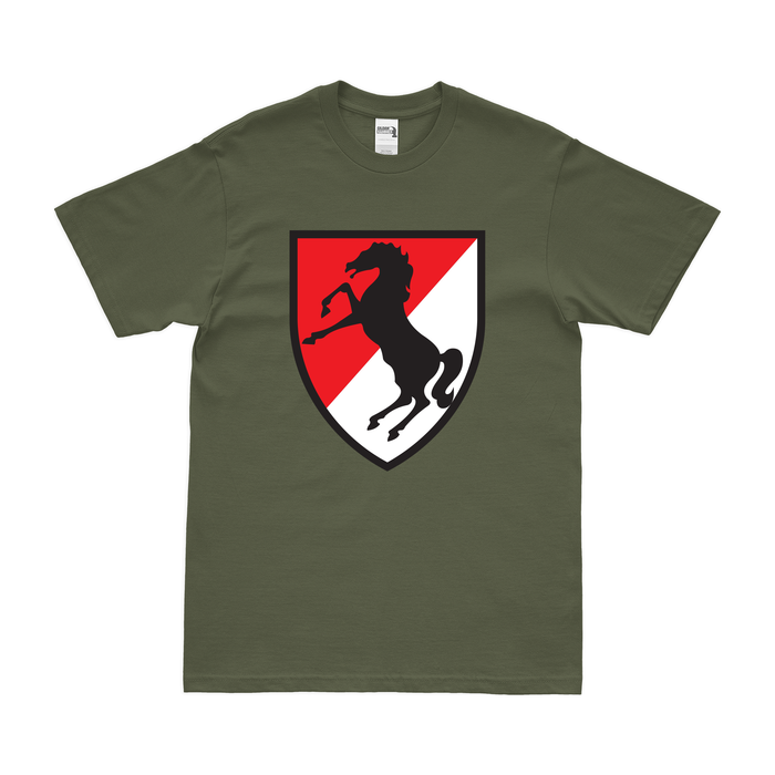 11th Armored Cavalry Regiment (11th ACR) SSI T-Shirt Tactically Acquired Military Green Clean Small