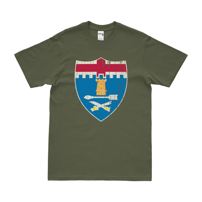 U.S. Army 11th Infantry Regiment Unit Logo Emblem T-Shirt Tactically Acquired Military Green Distressed Small