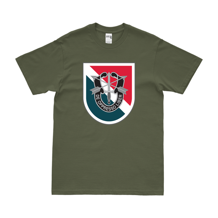 11th Special Forces Group (11th SFG) Beret Flash T-Shirt Tactically Acquired Military Green Clean Small
