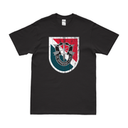 11th Special Forces Group (11th SFG) Beret Flash T-Shirt Tactically Acquired Black Distressed Small