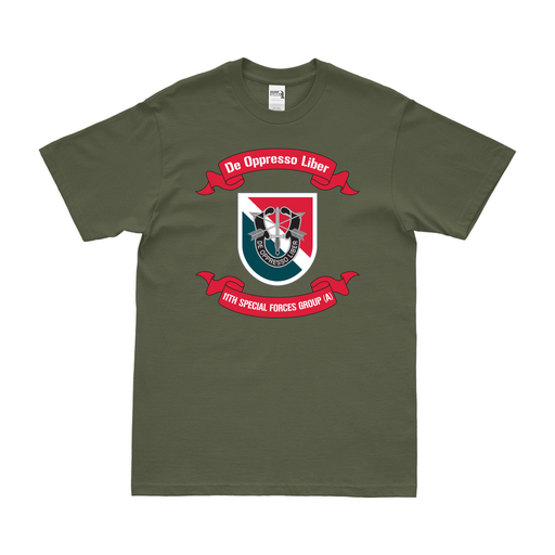 11th Special Forces Group (11th SFG) Legacy Scroll T-Shirt Tactically Acquired Military Green Clean Small