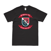 11th Special Forces Group (11th SFG) Legacy Scroll T-Shirt Tactically Acquired Black Distressed Small