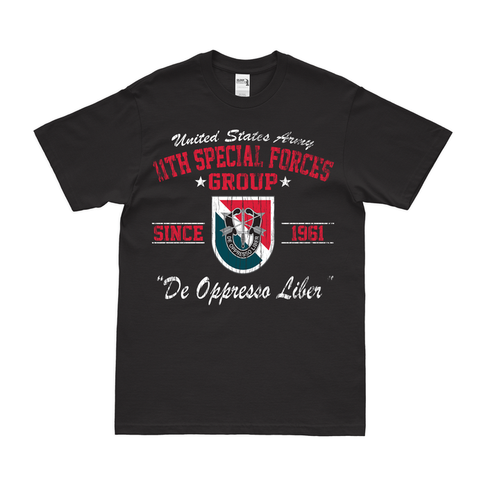 11th Special Forces Group (11th SFG) Since 1961 T-Shirt Tactically Acquired Black Distressed Small