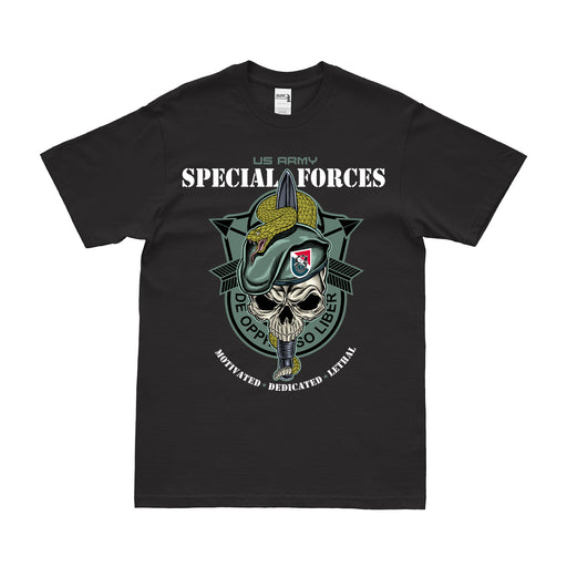 11th Special Forces Group (11th SFG) Snake Eaters Skull T-Shirt Tactically Acquired Small Black 