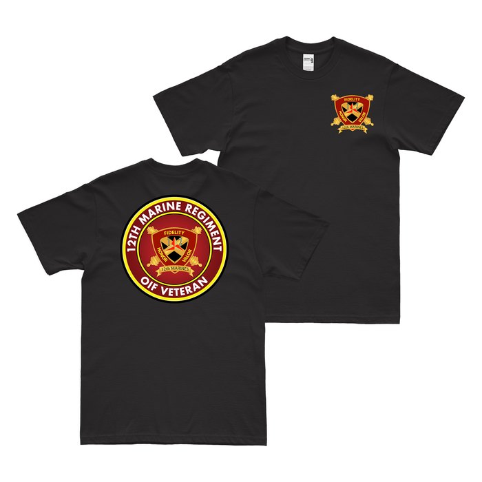 Double-Sided 12th Marine Regiment OIF Veteran T-Shirt Tactically Acquired Black Small 