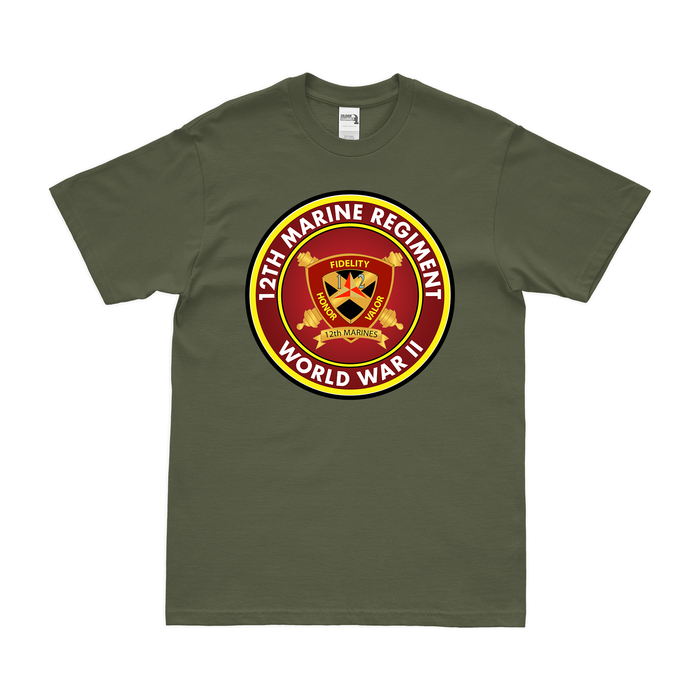 12th Marine Regiment WW2 Legacy T-Shirt Tactically Acquired Military Green Clean Small