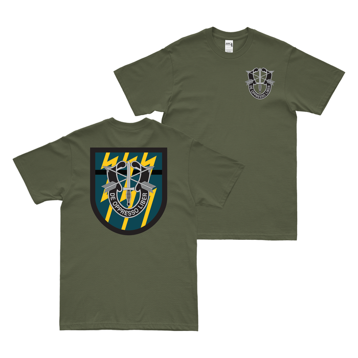 Double-Sided 12th Special Forces Group (12th SFG) Flash T-Shirt Tactically Acquired Small Military Green 