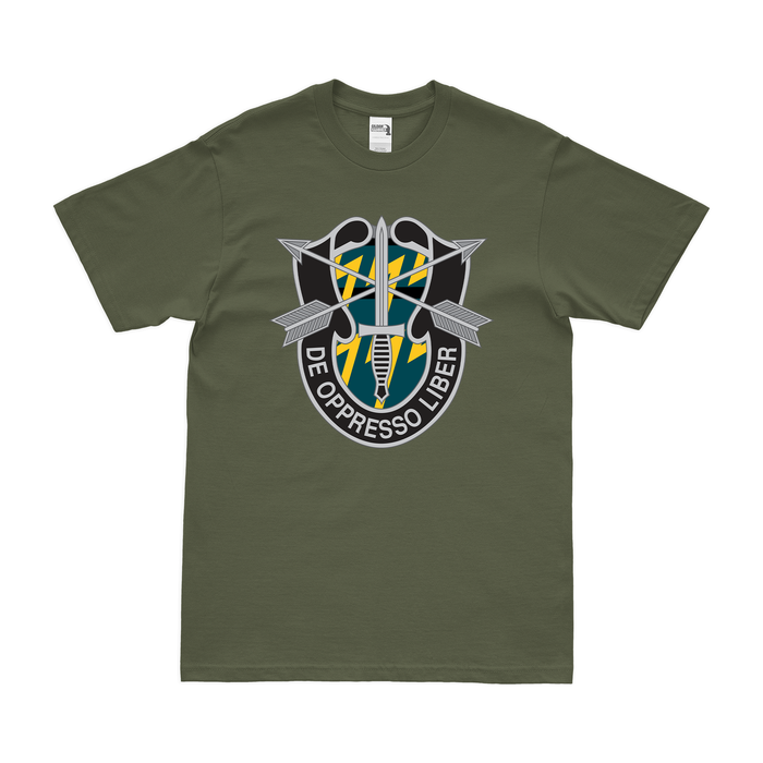 12th SFG (A) De Oppresso Liber Emblem T-Shirt Tactically Acquired Military Green Clean Small