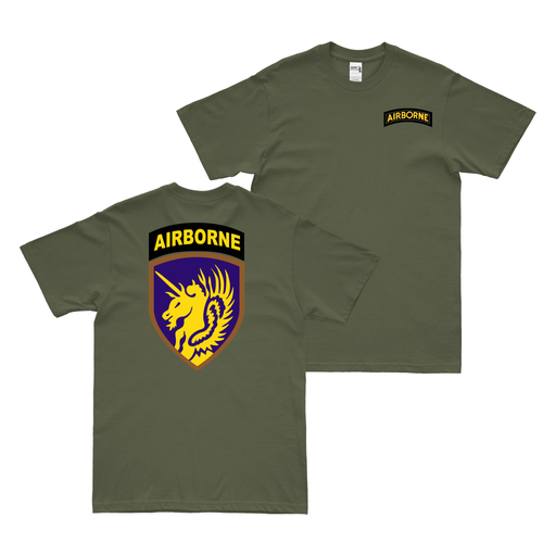 Double-Sided 13th Airborne Division T-Shirt Tactically Acquired Military Green Small 