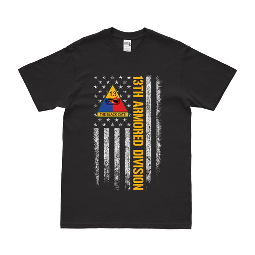 13th Armored Division "The Black Cats" American Flag T-Shirt Tactically Acquired Small Black 