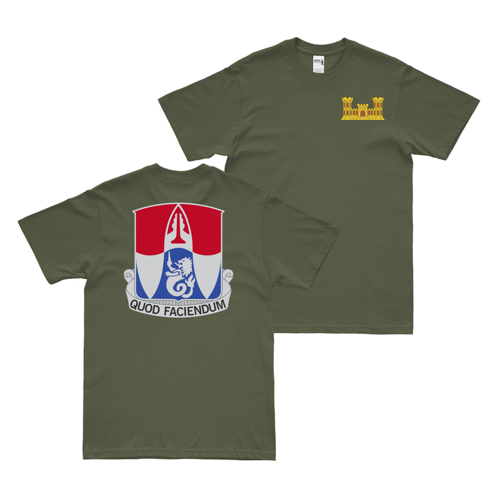 Double-Sided 153rd Engineer Battalion T-Shirt Tactically Acquired Military Green Small 