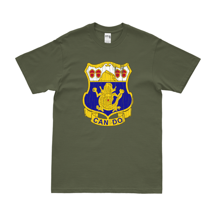 U.S. Army 15th Infantry Regiment Unit Logo Emblem T-Shirt Tactically Acquired Military Green Distressed Small