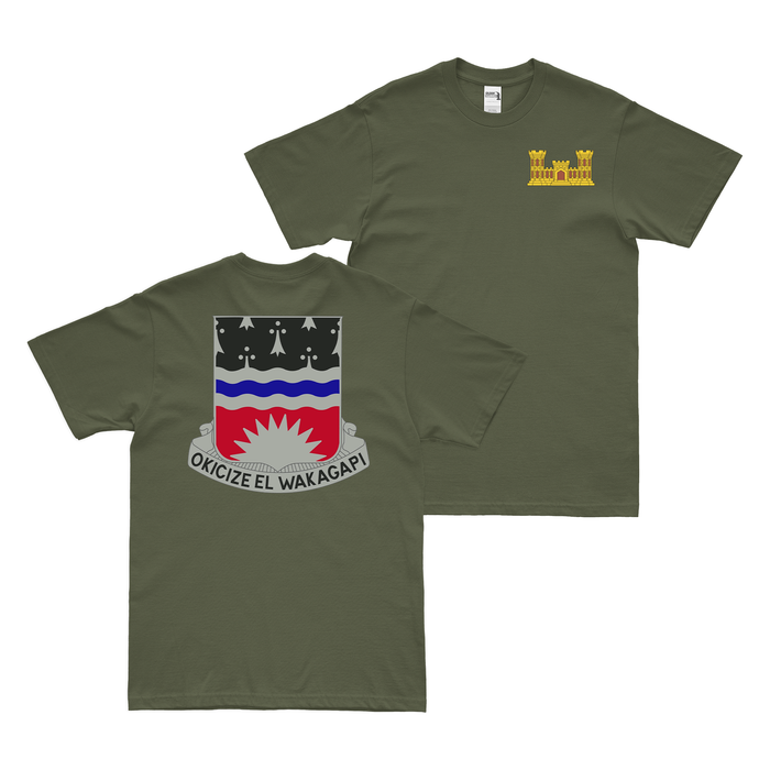 Double-Sided 164th Engineer Battalion T-Shirt Tactically Acquired Military Green Small 