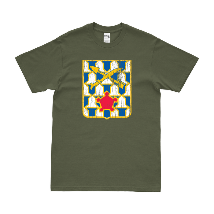 U.S. Army 16th Infantry Regiment Unit Logo Emblem T-Shirt Tactically Acquired Military Green Distressed Small