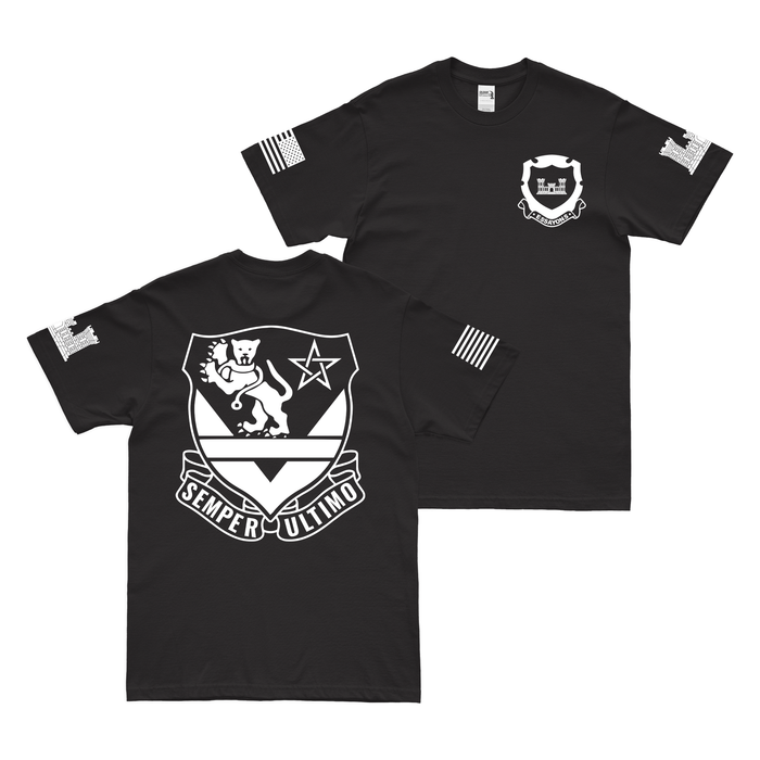 Double-Sided 16th Engineer Battalion Insignia Outline T-Shirt Tactically Acquired Black Small 