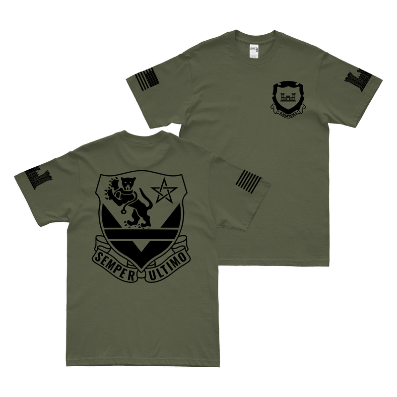 Double-Sided 16th Engineer Battalion Insignia Outline T-Shirt