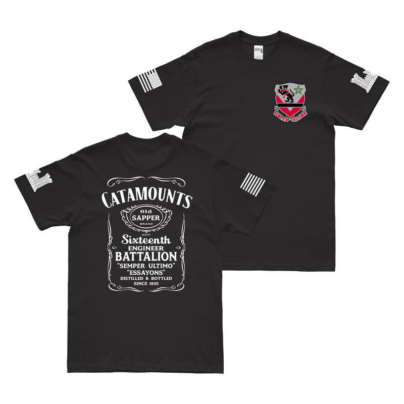 Double-Sided 16th Engineer Battalion Whiskey Label T-Shirt