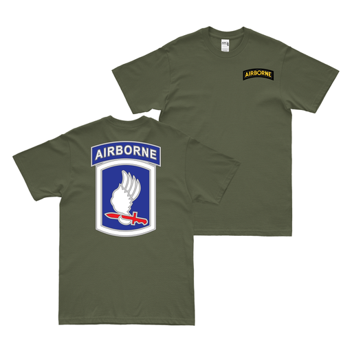 Double-Sided 173rd Airborne Brigade T-Shirt Tactically Acquired Military Green Small 