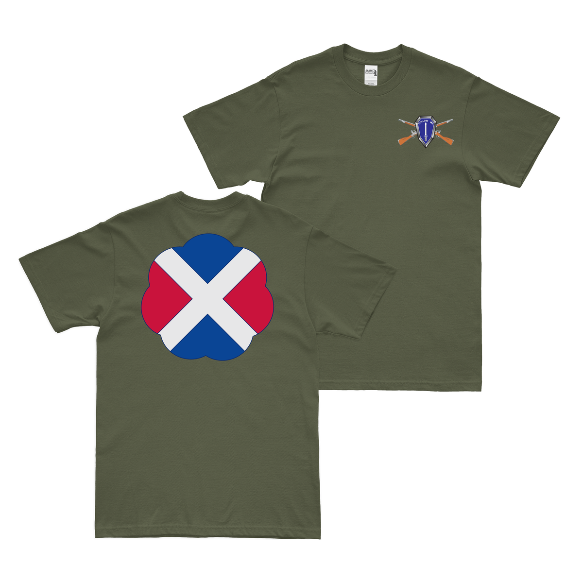 Double-Sided 17th Infantry Division T-Shirt Tactically Acquired Small Military Green 