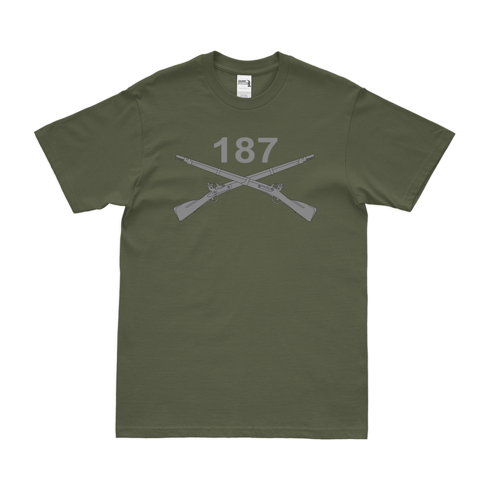 187th Infantry Regiment Crossed Rifles T-Shirt Tactically Acquired Military Green Clean Small