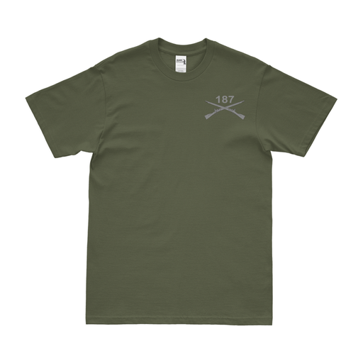 187th Infantry Regiment Left Chest Crossed Rifles T-Shirt Tactically Acquired Military Green Small 