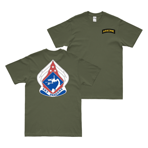 Double-Sided 18th Airborne Corps 'Sky Dragons' T-Shirt Tactically Acquired Military Green Small 