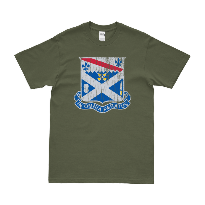 U.S. Army 18th Infantry Regiment Unit Logo Emblem T-Shirt Tactically Acquired Military Green Distressed Small