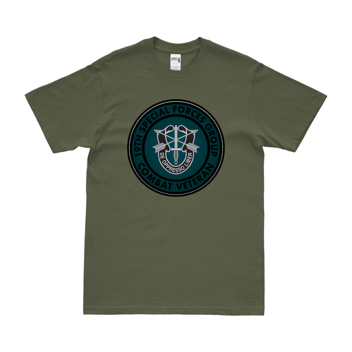 19th Special Forces Group (19th SFG) Combat Veteran T-Shirt Tactically Acquired Military Green Small 