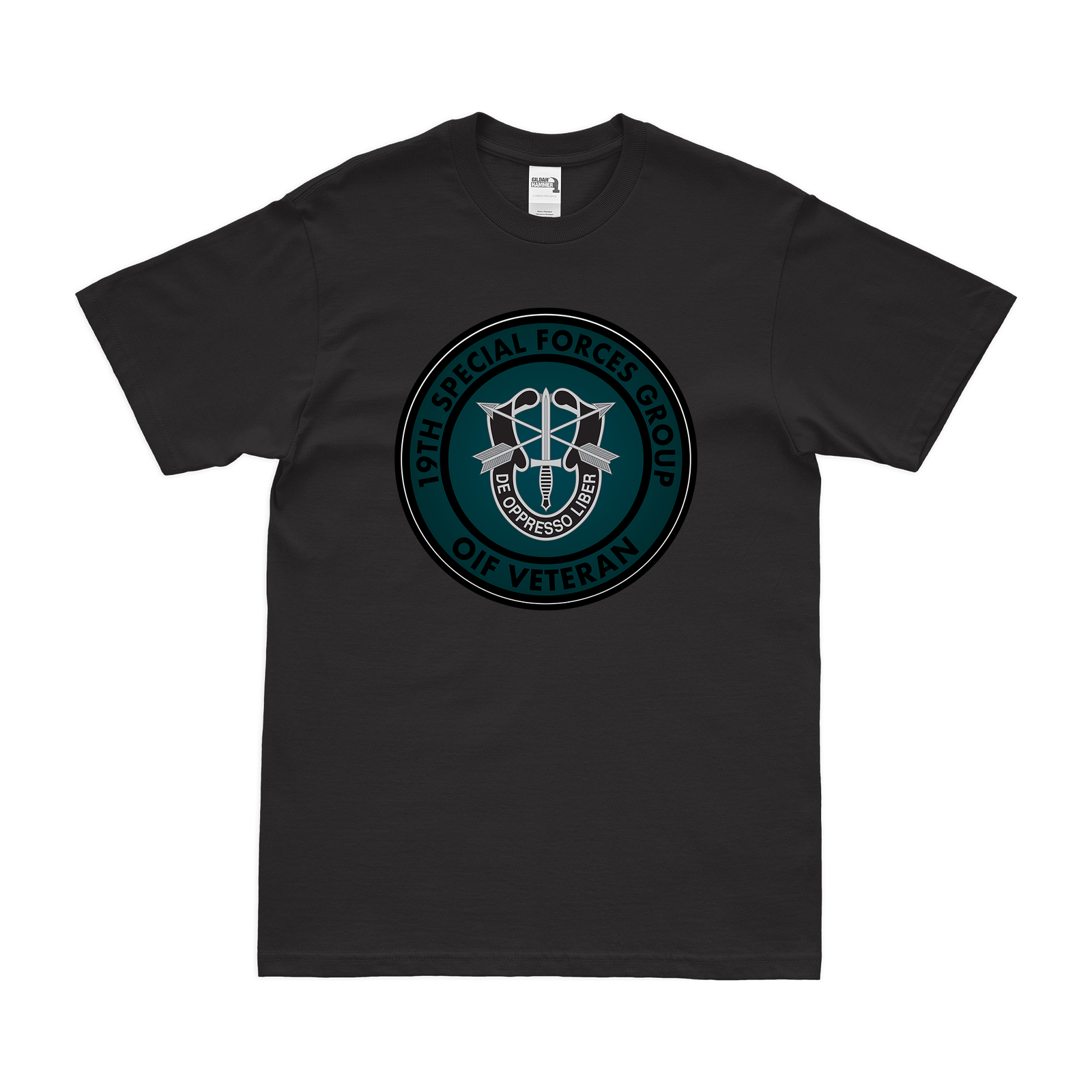 19th Special Forces Group (19th SFG) OIF Veteran T-Shirt Tactically Acquired Black Small 