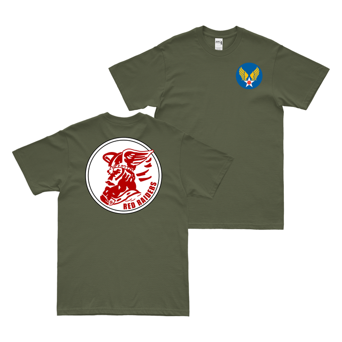 Double-Sided 19th Bombardment Squadron Red Raiders T-Shirt Tactically Acquired Military Green Small 