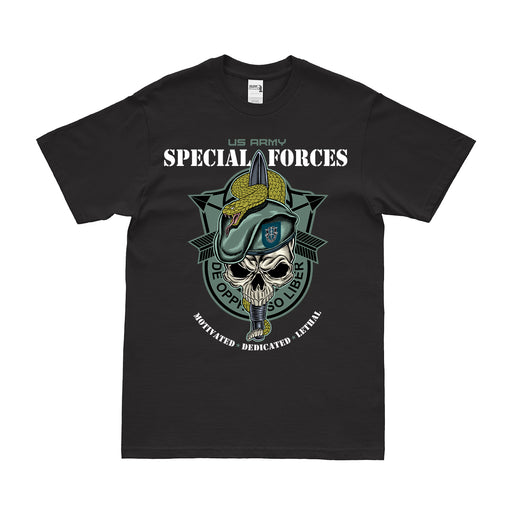 19th Special Forces Group (19th SFG) 'Snake Eaters' Skull T-Shirt Tactically Acquired Small Black 