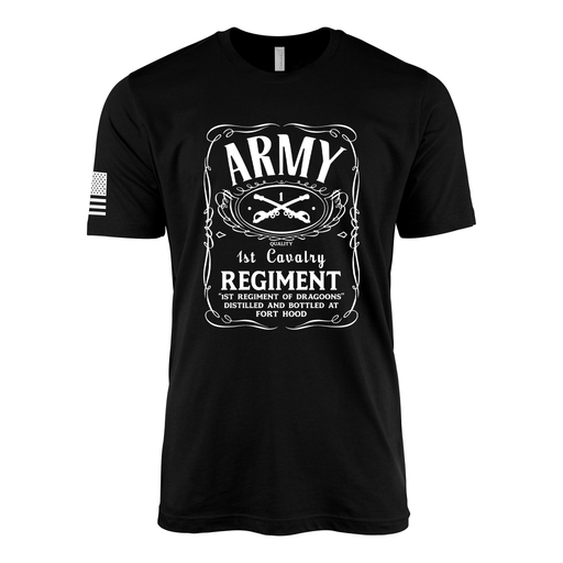 1st Cavalry Regiment Whiskey Label T-Shirt Tactically Acquired Black Small