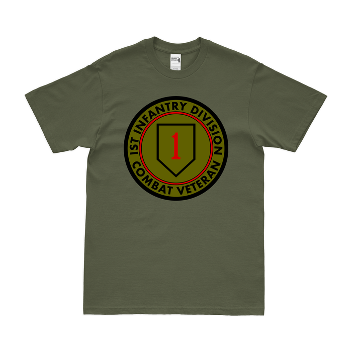 1st Infantry Division Combat Veteran Emblem T-Shirt Tactically Acquired Small Military Green 