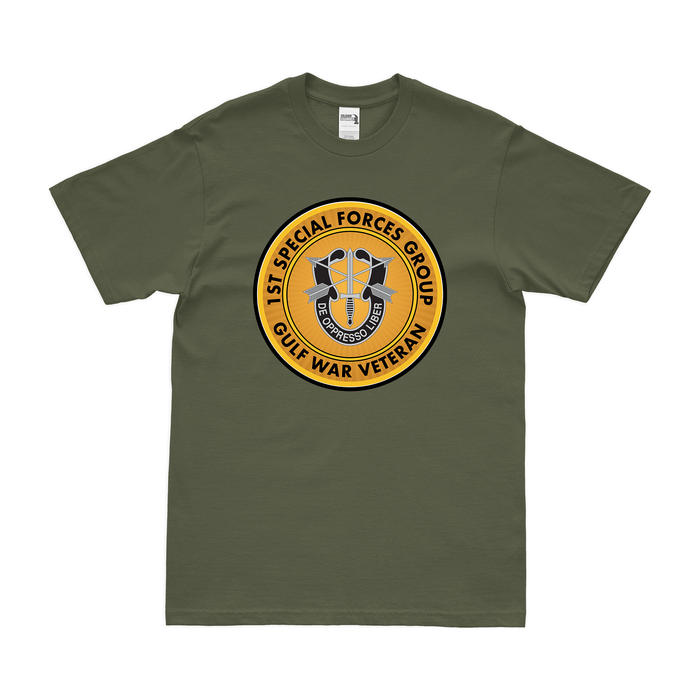 1st Special Forces Group (1st SFG) Gulf War Veteran T-Shirt Tactically Acquired Military Green Small 