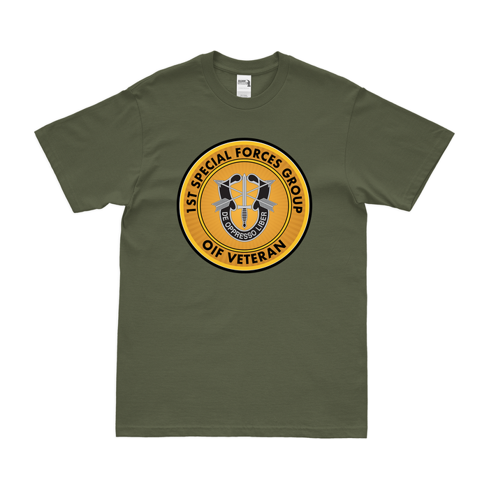 1st Special Forces Group (1st SFG) OIF Veteran T-Shirt Tactically Acquired Military Green Small 