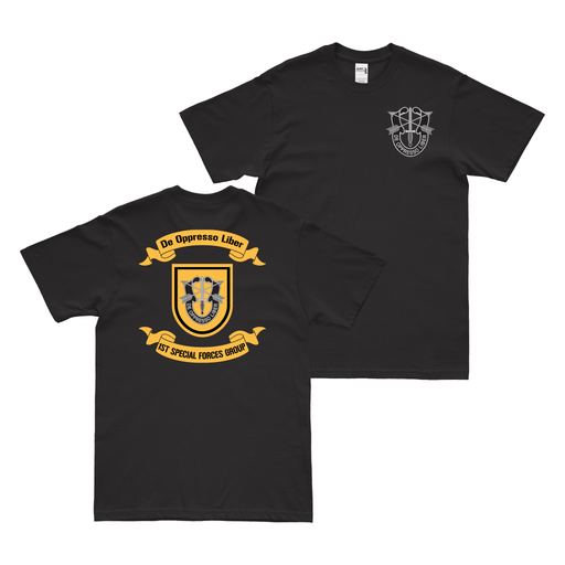 Double-Sided 1st Special Forces Group Scroll Emblem T-Shirt Tactically Acquired Small Black 