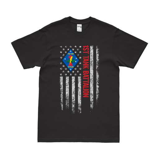 1st Tank Battalion USMC American Flag T-Shirt Tactically Acquired Black Small 